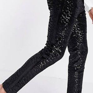 Super skinny velvet sequin suit trousers